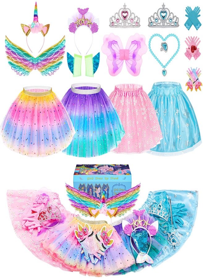 STOPKLAS Little Girls Dress Up Costume Set, Fairy and Mermaid Princess Dress Up Clothes Pretend Play Costume for Toddler Girl 3 4 5 6 - Image 1
